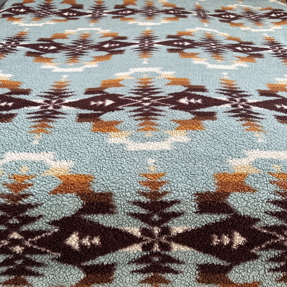 Pendleton Queen Sherpa Fleece Blanket Aztec Legend Lake Aqua Blue Sky Southwest